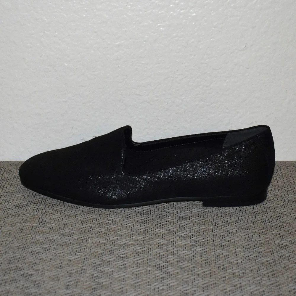 Vionic Black Willa II Slip On Flats Size 10 Shimmer Textured Textile